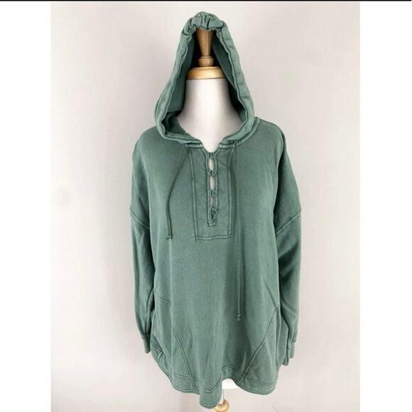 Aerie Beach Weekend Oversized Vintage Washed Green Hoodie XS - Picture 1 of 4